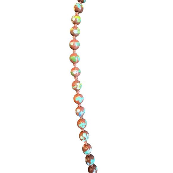 Cloisonne Rust Brown Beaded Necklace - Picture 4 of 7